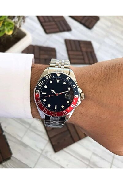 ÇENÇEN Siyah Beyaz Kadran Gümüş Renk Kordon Erkek Kol Saati