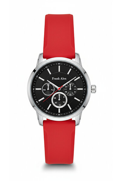 Frank Alex Men's Wristwatch Silver Color, Black Dial - Stylish Silicone Band,...