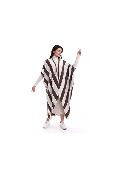 Cemre Life New Deux Striped Knit Poncho