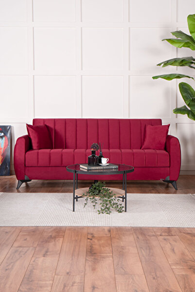 Kilim Mobilya Linda Üç Kişilik Kanepe Yüksek Ayaklı Bordo