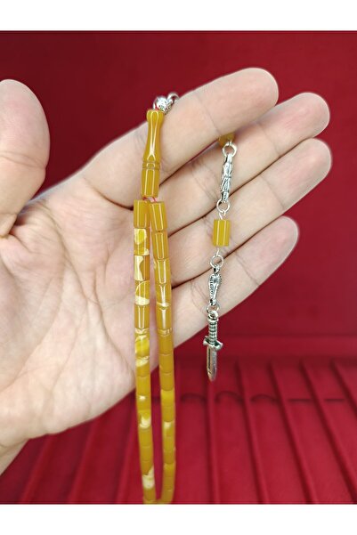 Anemore Collection SIKMA KEHRİBAR TESBİH KESME KESİM SARI RENKLİ T-872