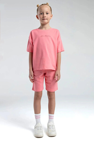 Rolypoly Girl's bermuda set - neon pink