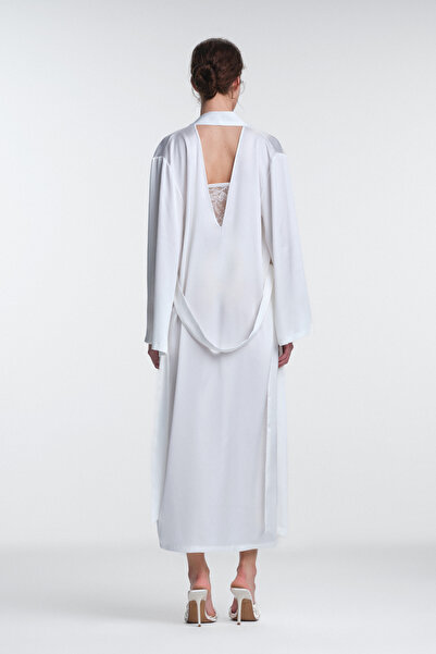 Penti Off-White Scarlett Lace Long Sleeve Dressing Gown