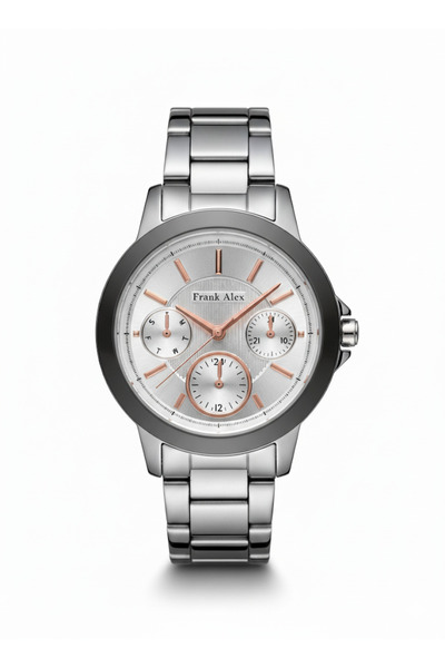 Frank Alex ساعة يد نسائية فضية اللون، مينا فضي - سوار معدني أنيق، ضمان لمدة ع...