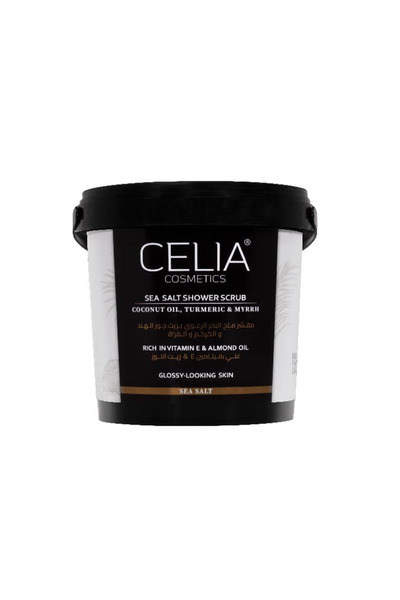 celiacosmetics مقشر استحمام سيليا بملح البحر وجوز الهند والكركم والمر، 750 غرام