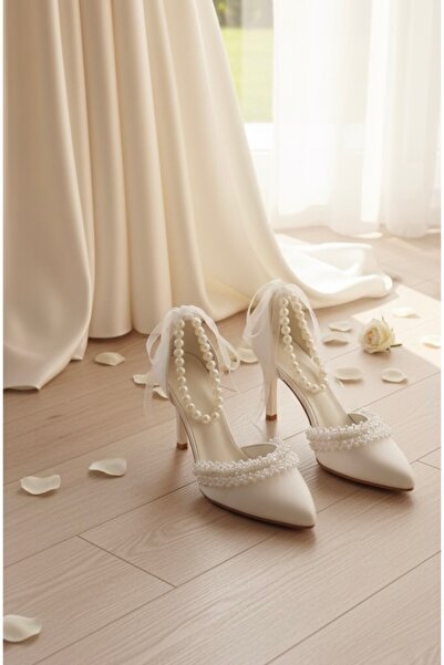 Berush Bride Berushbride Ankle Pearl Front Pearl Heel Shoes