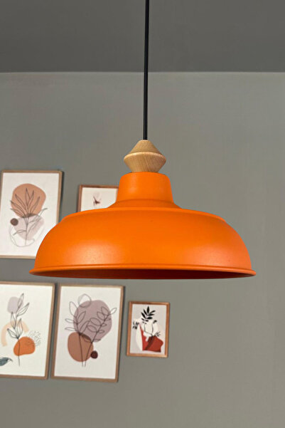 Bamyum Veluna Turuncu Tekli Küçük Q Başlık Avize Retro Sarkıt Ofis Showroom Salon Mutfak Avizeleri