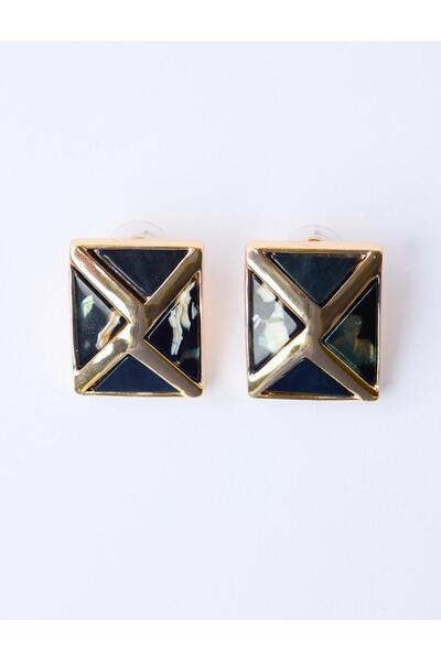 Jimmy Key Mixed Square Figure Cross Pattern Earrings