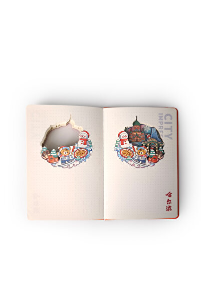 Ecrou 3 D New Year Themed Notebook Notebook Stereo Layered Carved Page Notebook Agenda Notepad 20.8 X 14