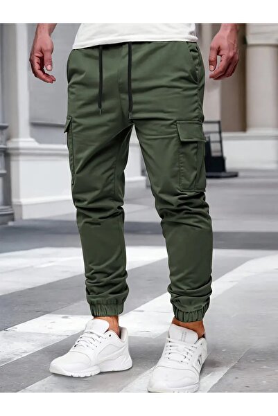 SERAZAT Men's Cotton Lycra Cargo Pocket Trousers Side Pocket Pants