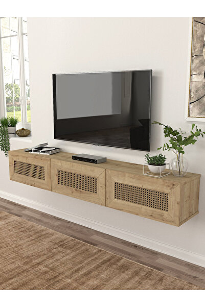 dorpek Samuel TV Sehpası 180 cm – Duvara Monte, Safir-Hazeran Renk - Duvar Mo...