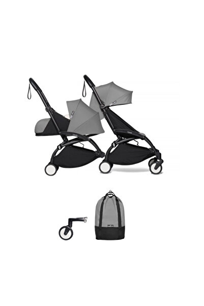 yoyo Yoyo2 Stroller Complete Set (Crib 0+, Seat 6+) with Frame and Additional Frame for Yoyo Connect Stroller and Wheeled Bag - Grey