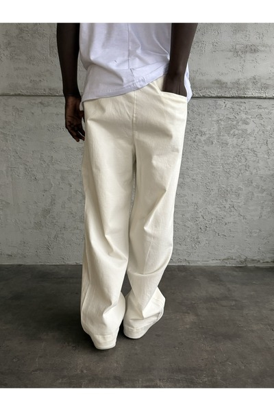 KağanKY Παντελόνι Ecru Gabardin Relax Fit