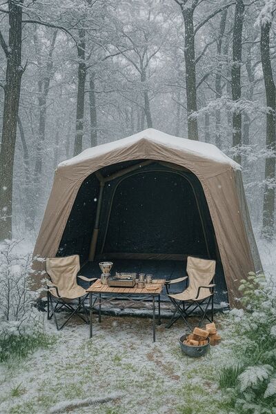 Trend Maison 210D Oxford Soba Baca Çıkışlı Şişme Çadır 290X290XH220 Haki + Pompa Dahil