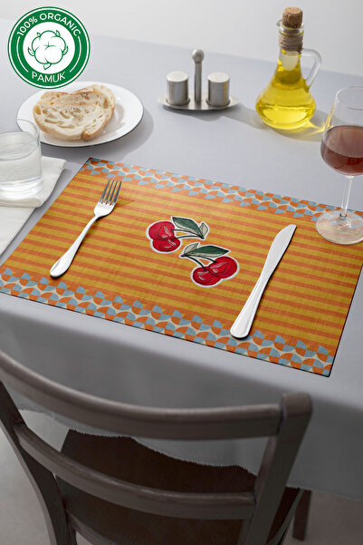 MOSHEYA HOME Servis Altlığı %100 Pamuk Panama Kumaş, 40x60 cm Canlı Desenli S...
