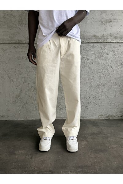 KağanKY Παντελόνι Ecru Gabardin Relax Fit