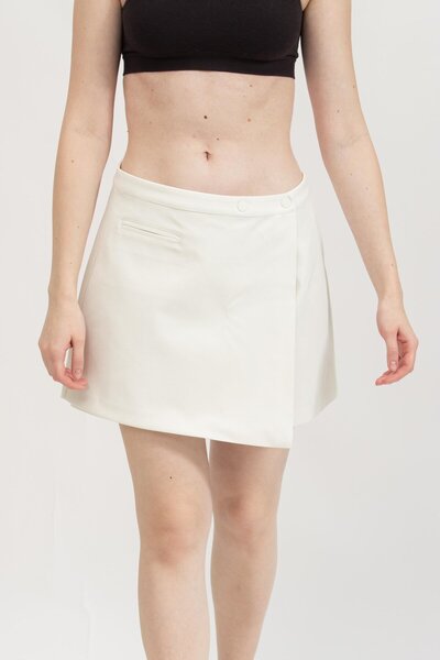 Calvin Klein Kadın Normal Bel Pürüzsüz Kumaş Düğmeli Mini Beyaz Etek J20J224863-YBI