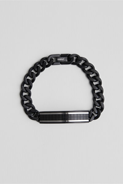 So CHIC... Siyah Rodyum Kaplama 22 Cm Çelik Erkek Bileklik