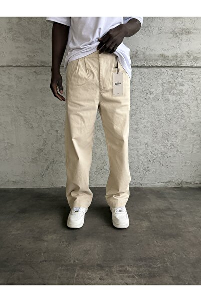 KağanKY Γκρι παντελόνι Gabardine Relax Fit