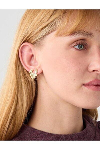 Jimmy Key Gold Color Line Form Shiny Earrings