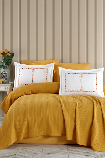 Elart Melany Pike Çift Kişilik %100 Pamuk (200x220 cm) Sarı