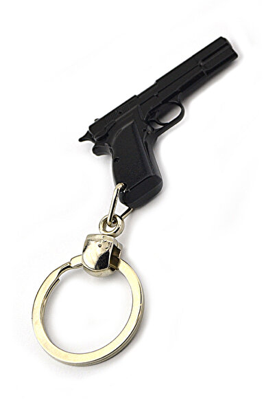 anahtarlıksepeti سلسلة مفاتيح على شكل مسدس مكونة من 14 قطعة (أسود)