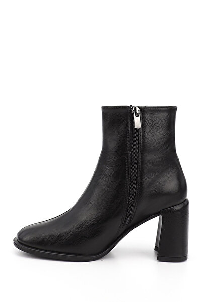 GÖNDERİ(R) Γυναικείες μαύρες μπότες με φερμουάρ με χοντρό τακούνι