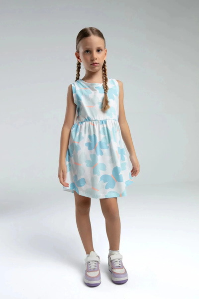 Rolypoly Girl's dress - white/light blue