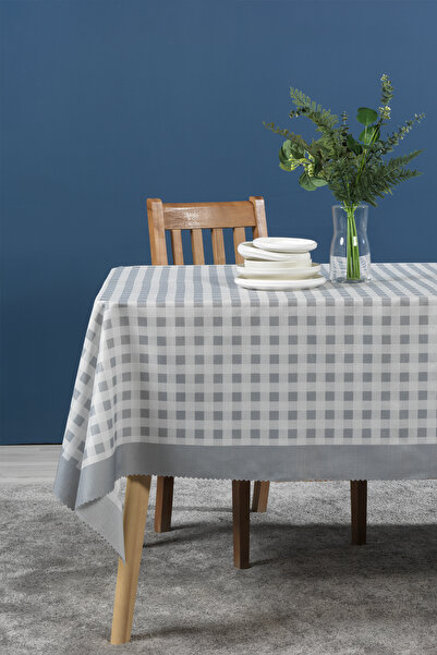 Elart Plaid Tablecloth Digital Printed (160X220 cm) Gray