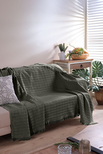 Elart Carlo Koltuk Örtüsü Koltuk Şalı Haki (170x200cm)