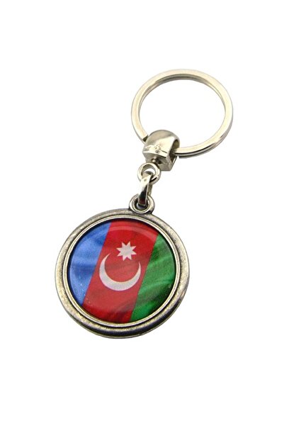 anahtarlıksepeti Azerbaijan Flag Round Drop Keychain