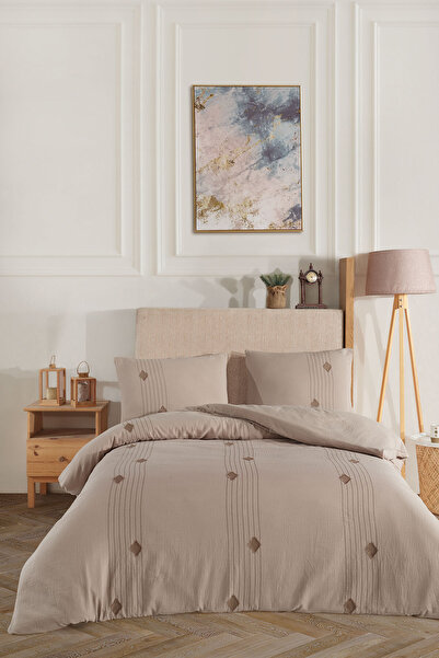 Elart Alva Duvet Cover Set Double Size 4 Pieces Beige
