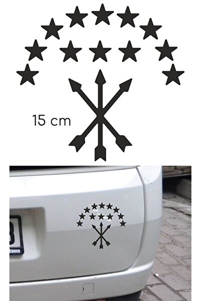anahtarlıksepeti Autocolant din folie cu steagul Adigei negru 15 cm