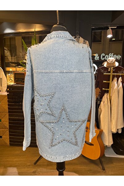 Dadali Women's Stone Embroidered Long Sleeve Cotton Denim Jacket