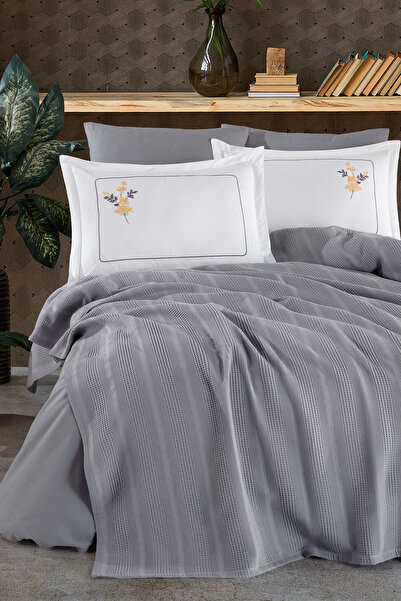 Elart Melany Pike Double Size 100% Cotton (200X220 cm) Gray