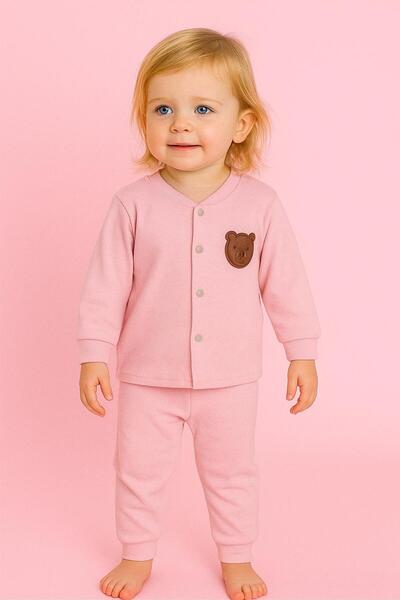 DIMPLE BABY Cotton Stretch Fabric Front Snap Fastener 4-Season Baby Set