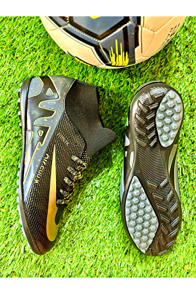 ClassyShot High-Top Socks Ankle-Length Boys' Non-Spike Non-Studded Black Color Carpet Field Cleats Football Sports Shoes