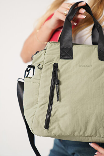 Solo Bag Women's Khaki Multi-Compartment Waterproof Crinkle Daily Crossbody Hand and Shoulder Bag