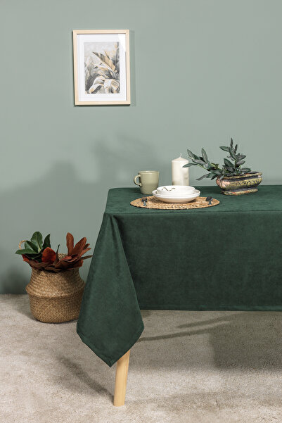 Elart Soft Velvet Tablecloth Rectangular (150X220 cm) Green