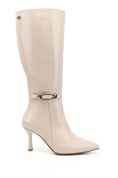 GÖNDERİ(R) Women's Leather Zippered Pointed Toe Thin Heeled Boots