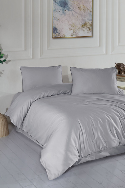 Elart Desmond Duvet Cover Set Satin Double (200X220 cm) Grey