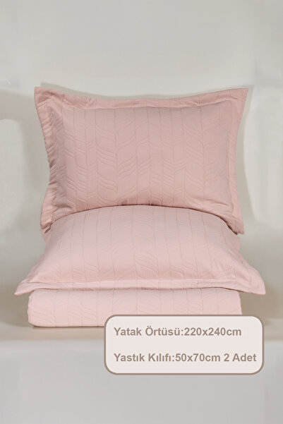 Elart Fashion Yatak Örtüsü Takımı Çift Kişilik (240x250 cm) Gülkurusu