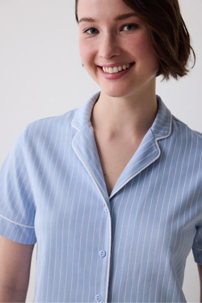 Penti Dreamy Striped Çok Renkli Pamuklu Gömlek Pantolon Pijama Takımı