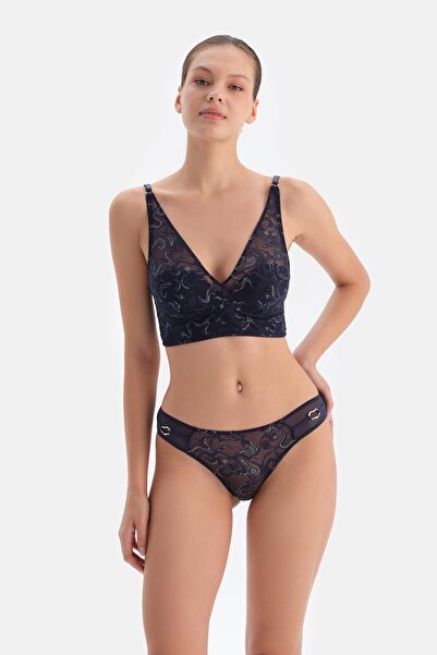 Dagi Lace Bustier with Dark Blue Accessory Detail
