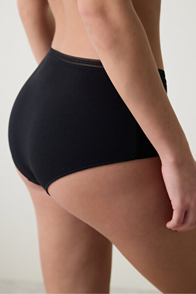 Penti Easy Yüksek Bel Pamuklu Trim Highwaist Siyah Slip Külo