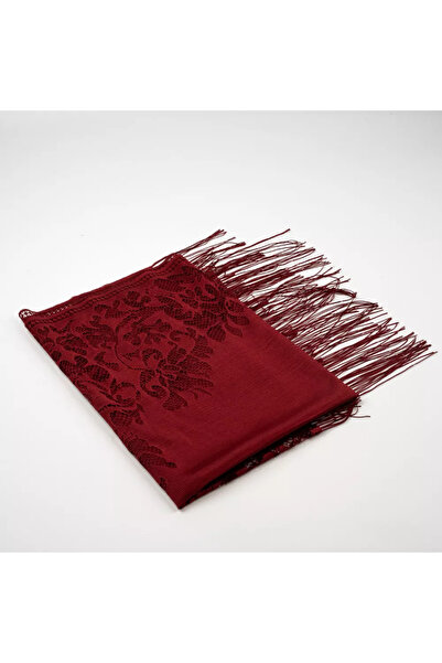 Hayrat Neşriyat Δαντελωτό σάλι με φούντες (Κάλυμμα Mawlid, 166x61 εκ. Μπορντό)