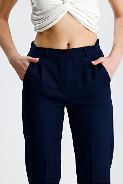 Sense Pantolon - Bilekte Atlas Kumas Pantolon | Pnt19003 Lacıvert