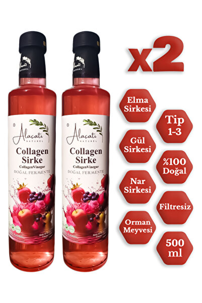 Alaçatı Collagen (Kolajen) Sirke Doğal Fermantasyon 500 ml - Katkısız İçilebi...