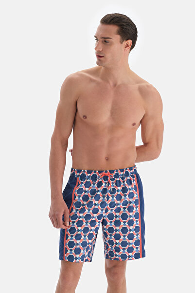 Dagi Γεωμετρικό σχέδιο σολομού-ινδιγκό. Μακρύ σορτς