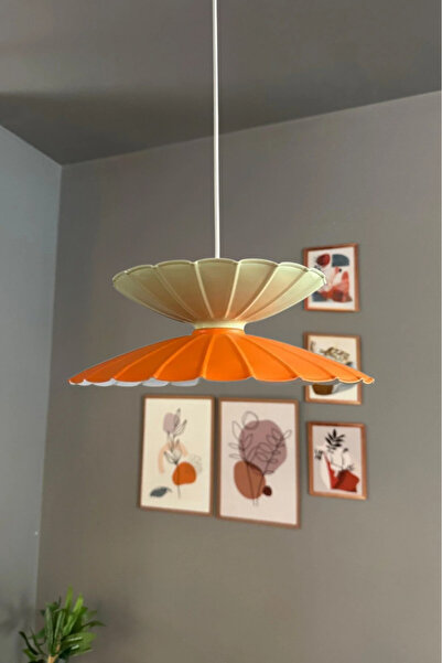 Bamyum Rubby Turuncu-Mint Metal Tekli Avize Mutfak Modern Dekoratif Sarkıt Ay...